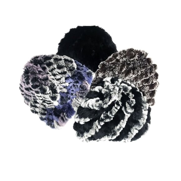 NWT Reversible Knit Beanie Genuine Fur Hat in Chocolate Brown Overstock MSRP $68 - Picture 4 of 5